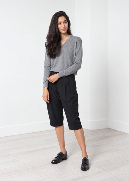 Grey V-Neck Jumper
