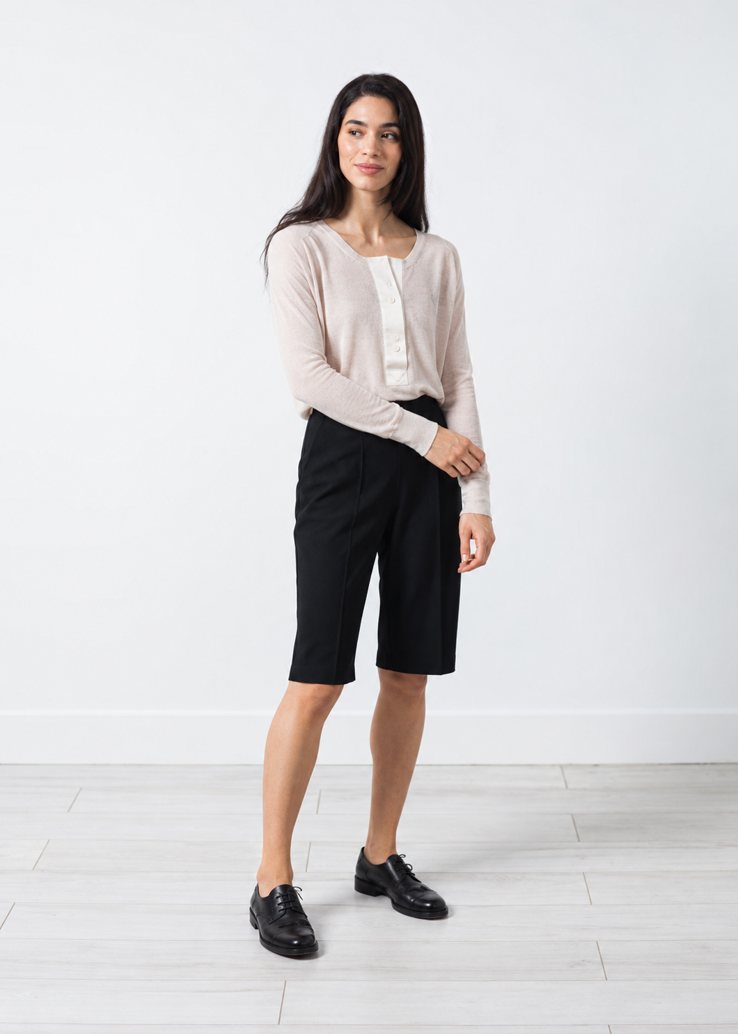 Pale Blush Button-Front Jumper