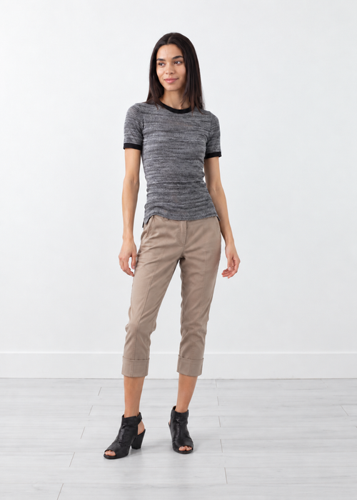 Taupe Cropped Tapered Trousers