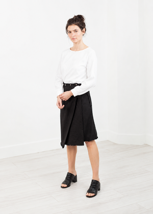 White Textured Crew-Neck Blouse